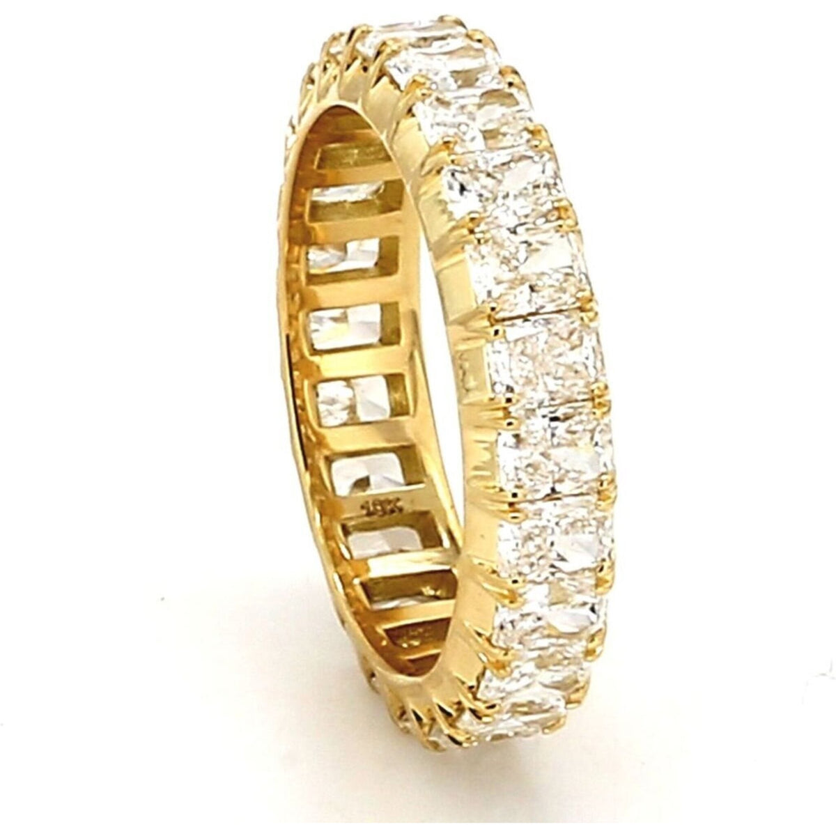 Ninacci 18K Yellow Gold Eternity Band with Prong Set Radiant Cut Diamonds