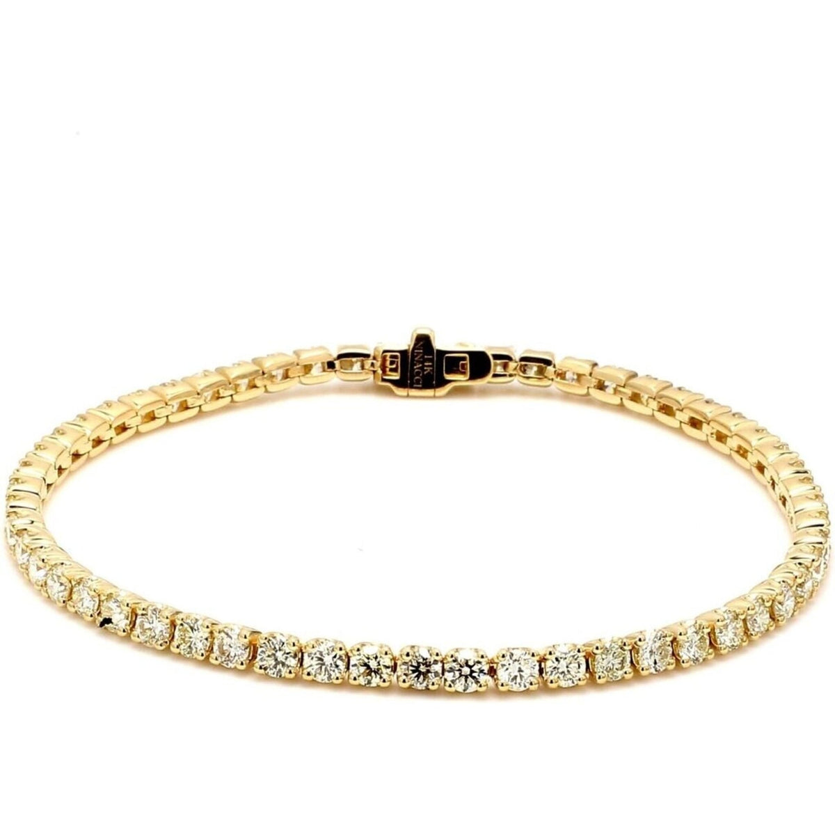 Ninacci 7" Tennis Bracelet in 14K Yellow Gold with 4-Prong Set Round Diamonds