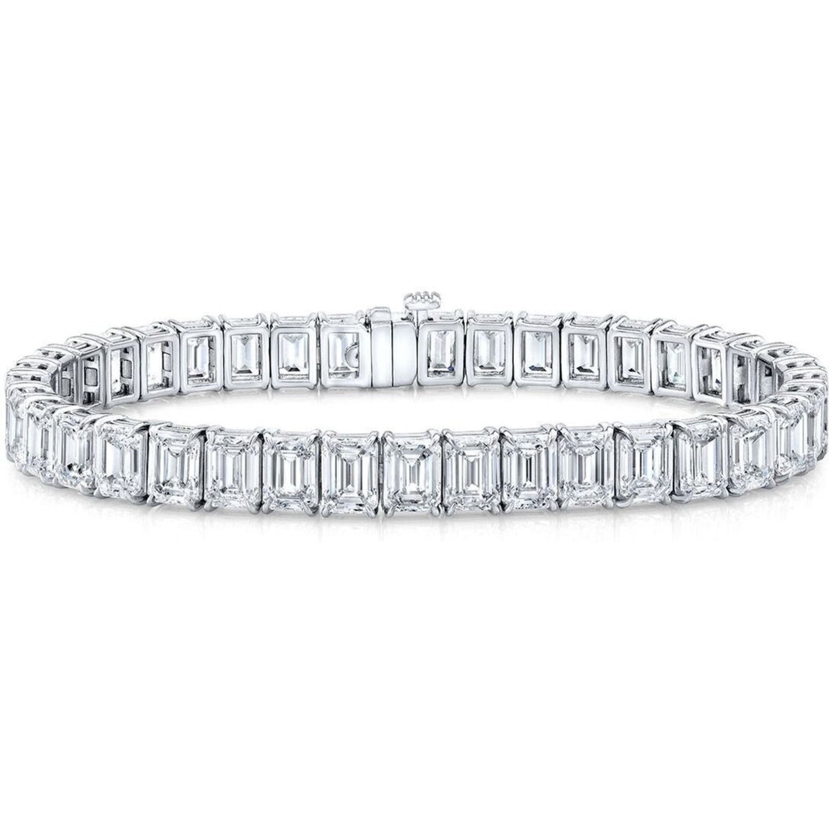 Ninacci Platinum 7-inch Elegance 11.15 Carats Emerald-Cut Tennis Bracelet