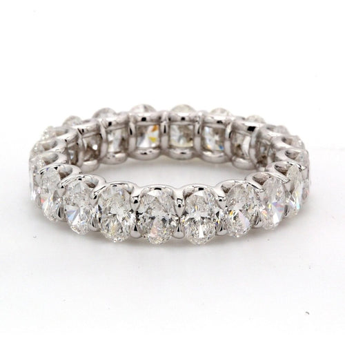 Ninacci Platinum Eternity Band with 4.40 Carats Oval Diamonds - Size 4.5