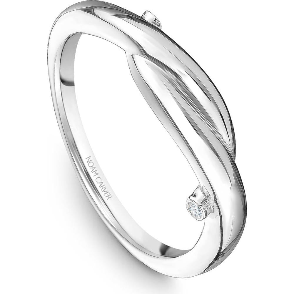 Noam Carver 14K White Gold Stackable Wedding Band with Round Cut Diamonds