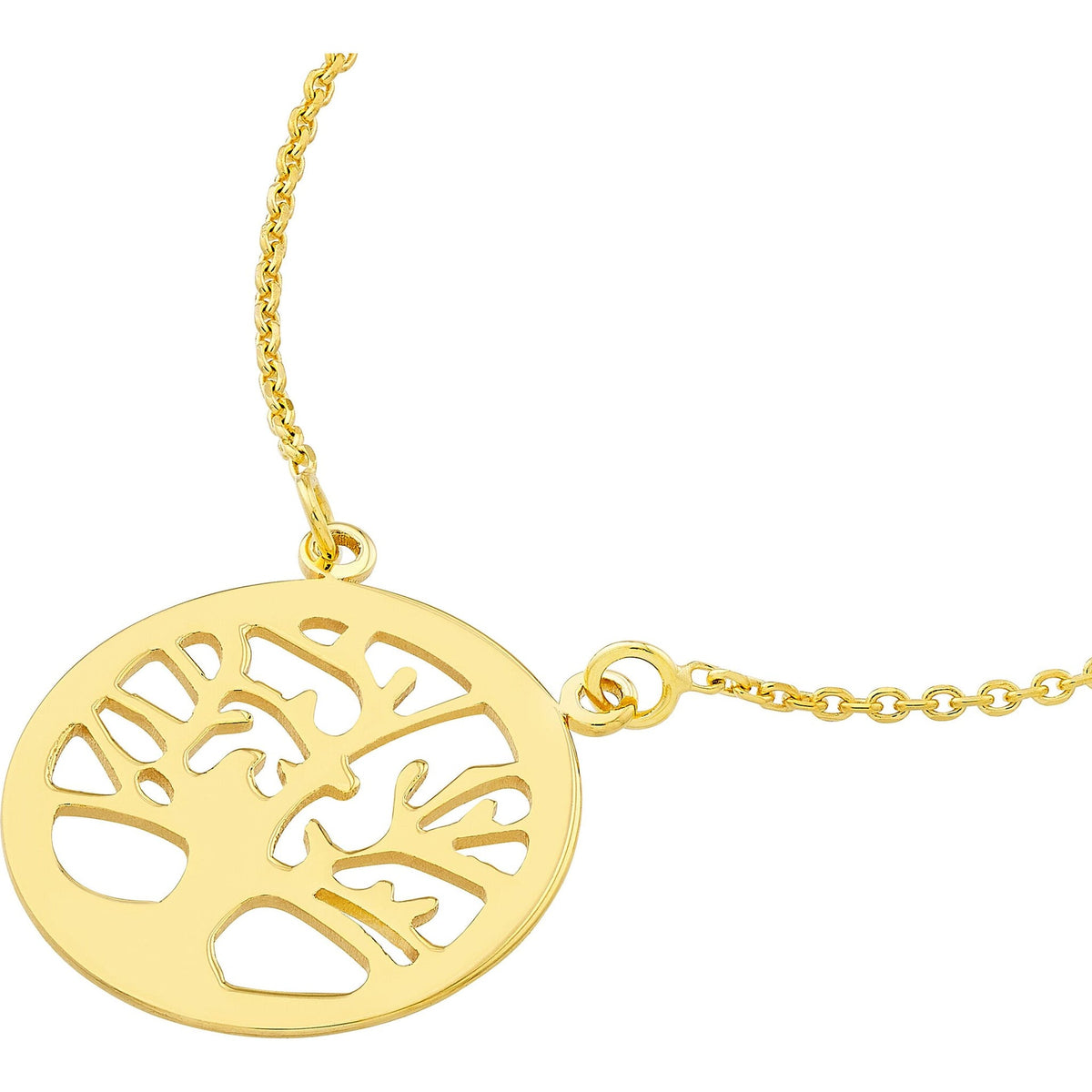 Olas D'Oro 18in Necklace in 14k Yellow Gold with Tree of Life Cutout