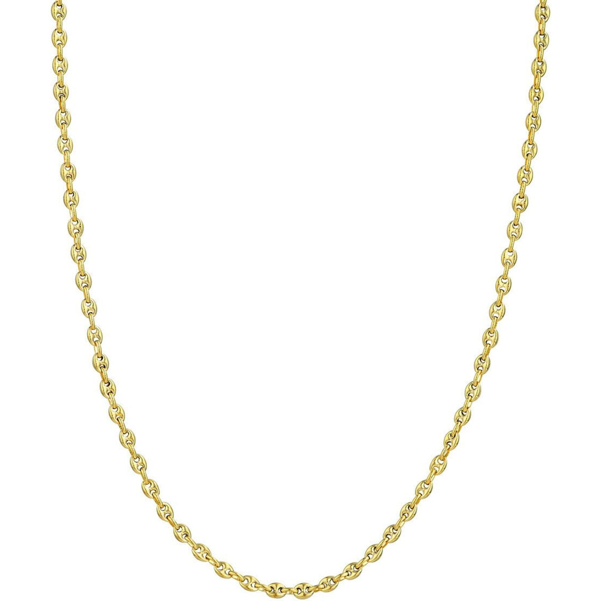 Olas d'Oro 22 inch 14K Yellow Gold Puff Mariner Chain Necklace with Lobster Lock