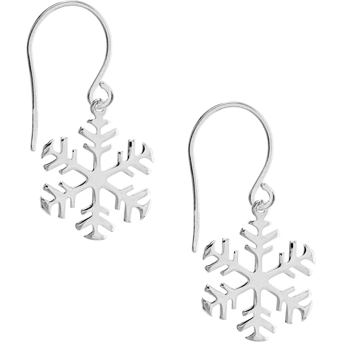 14k White Gold Polished Snowflake Earrings by Olas d'Oro