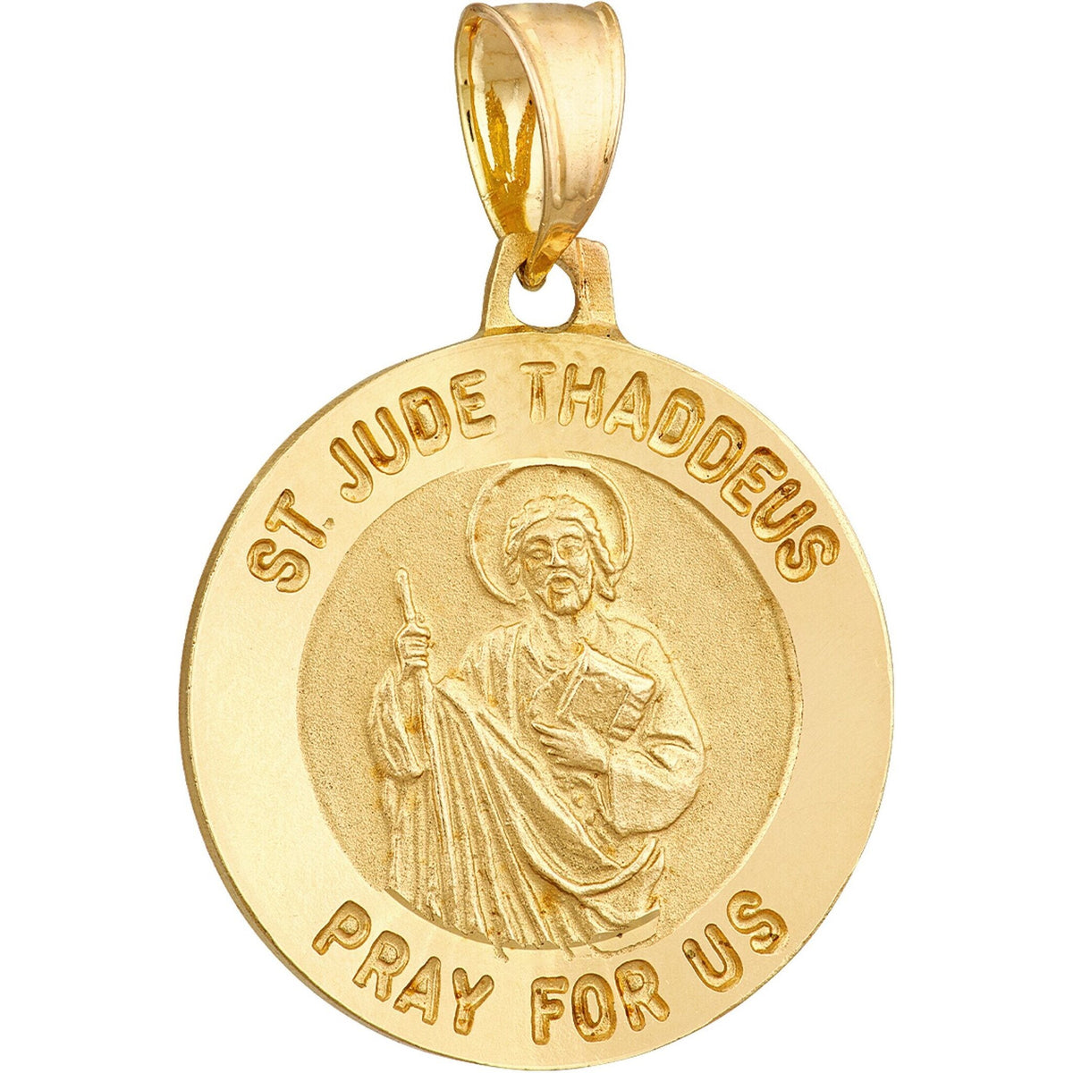 Olas d'Oro Necklace 14K Yellow Gold St. Jude Medal - Symbol of Hope and Faith