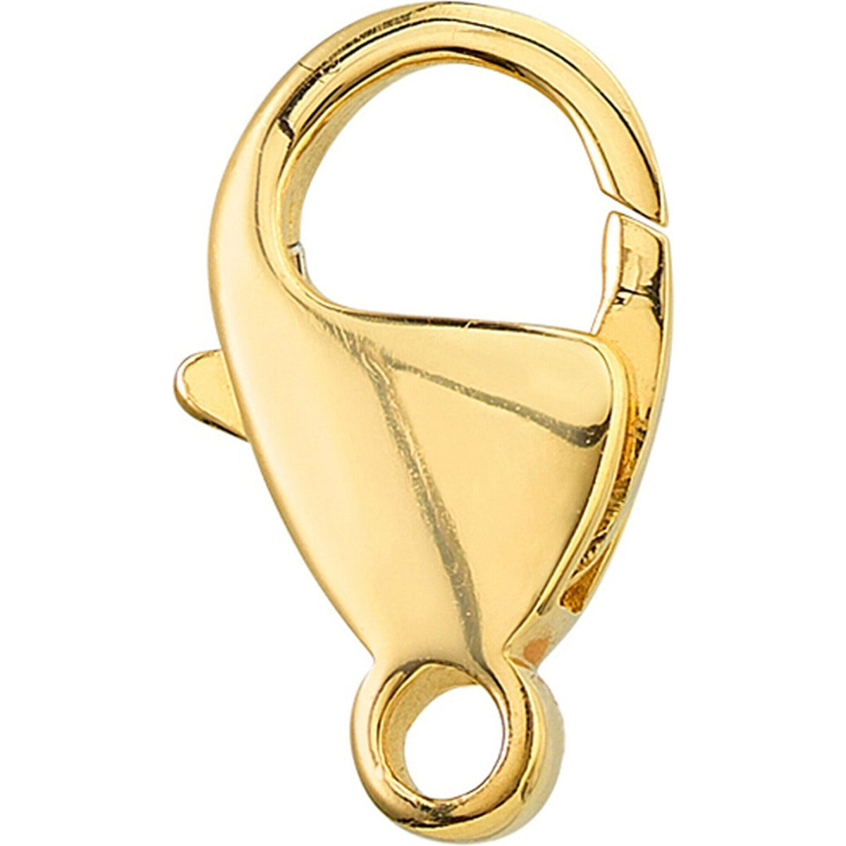 Close-up of a lobster clasp on a gold ring