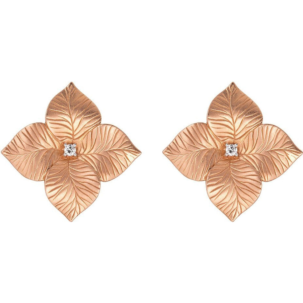 Elegant rose gold flower earrings by Piranesi