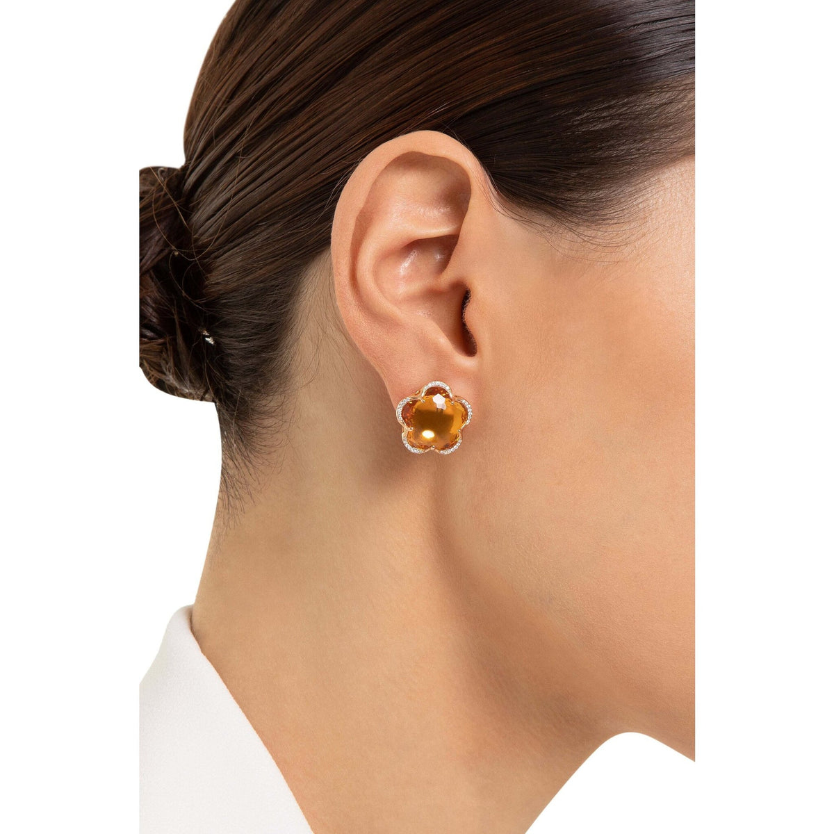 Pasquale Bruni Bon Ton Divine Stud Earrings in 18k Rose Gold with Citrine and Diamonds