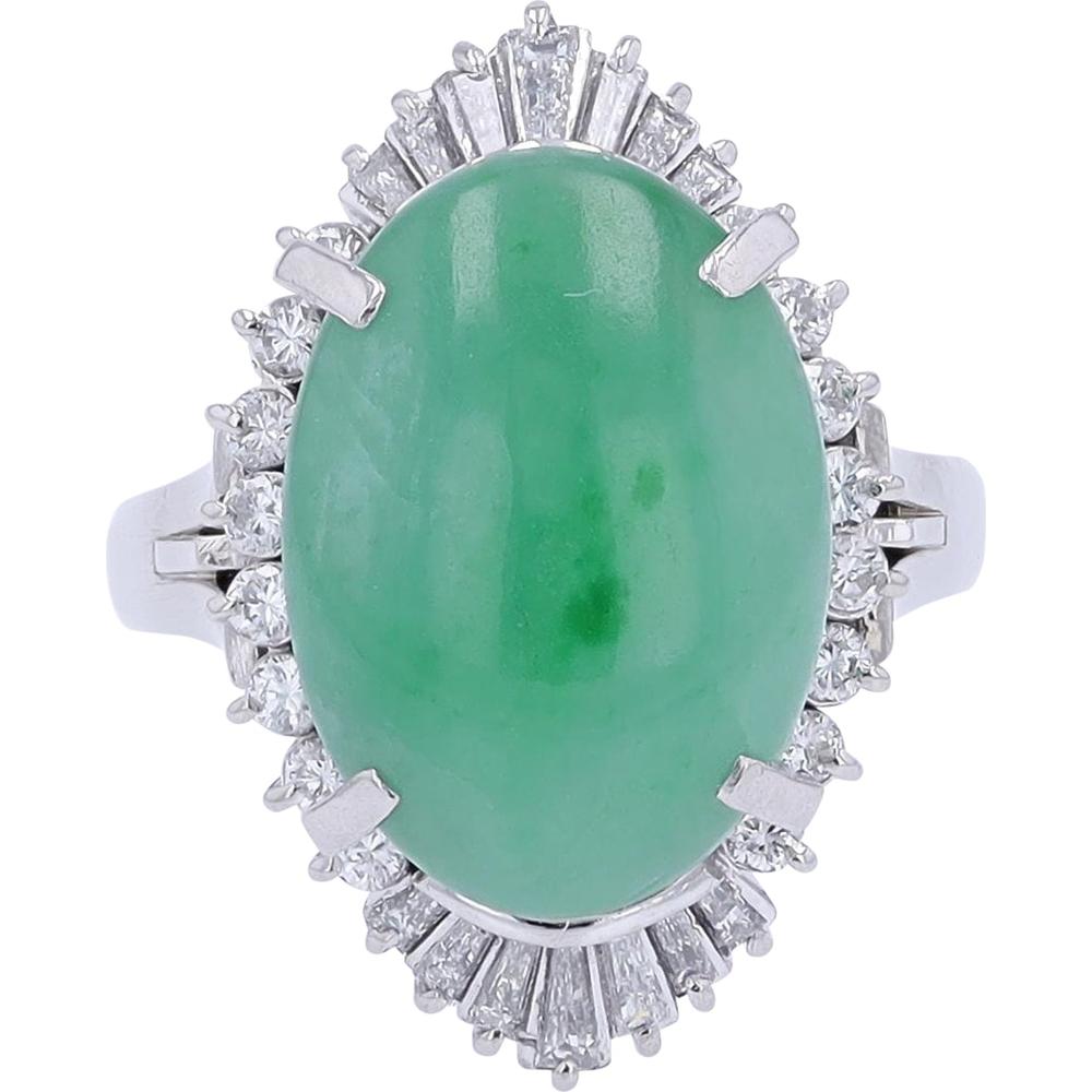 Unveiling Elegance: The Platinum 7.12 Carat Oval Jade Cocktail Ring wi ...