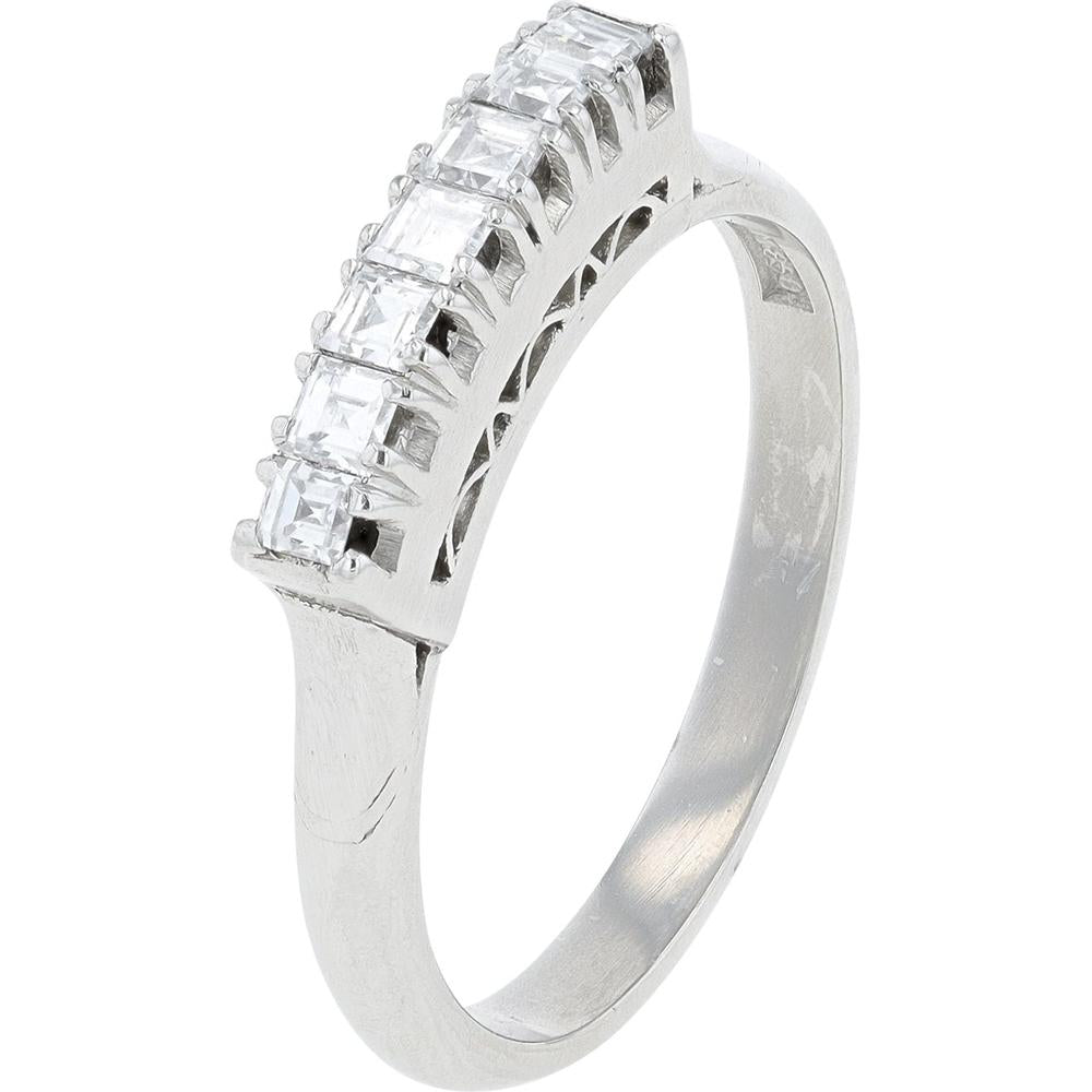 Elegant platinum diamond band with channel-set diamonds showcasing luxury and everyday wearability