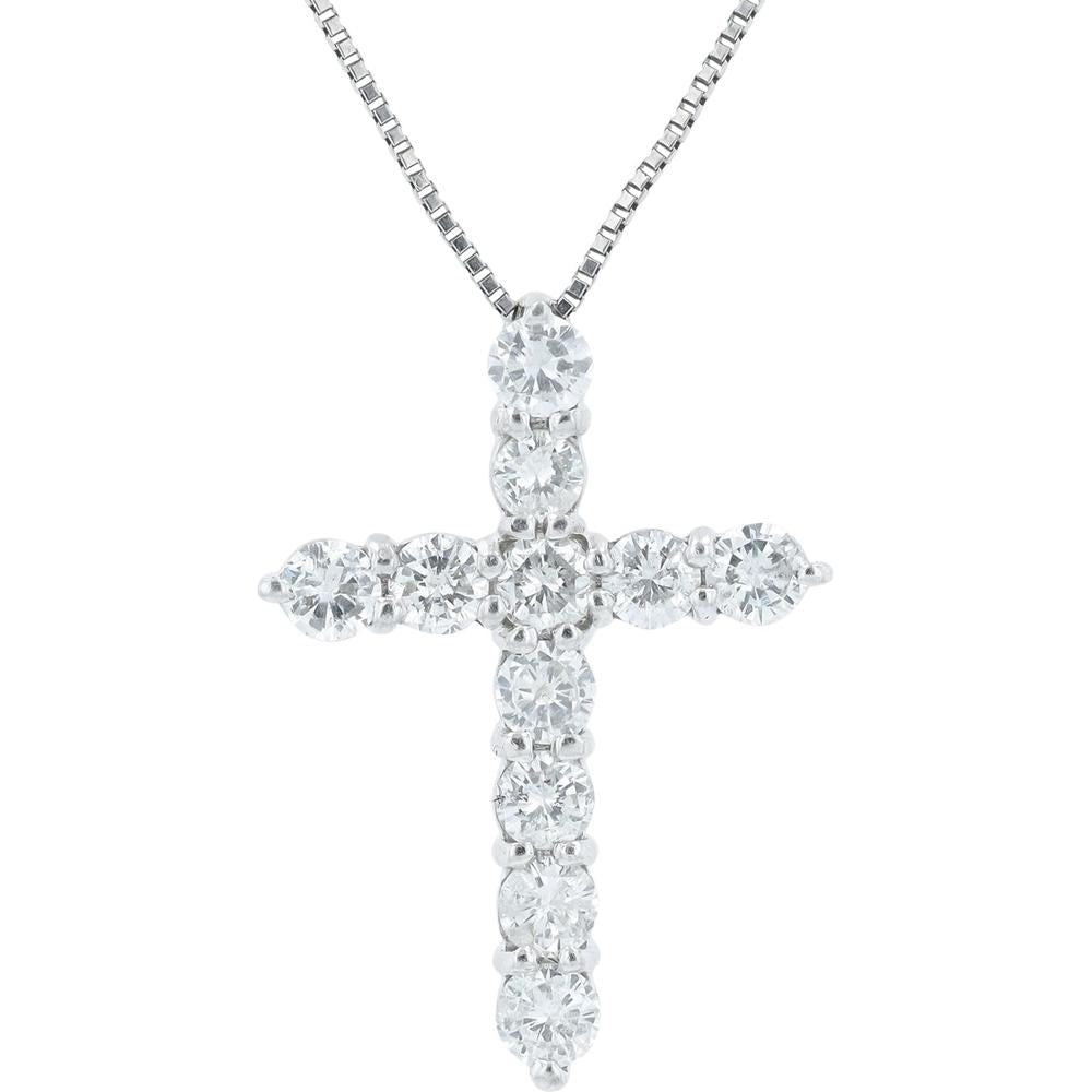 Platinum Diamond Cross Pendant Necklace