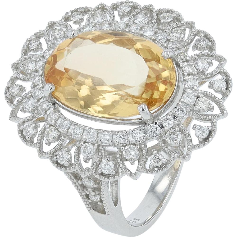 Platinum Imperial Topaz and Diamond Halo Cocktail Ring