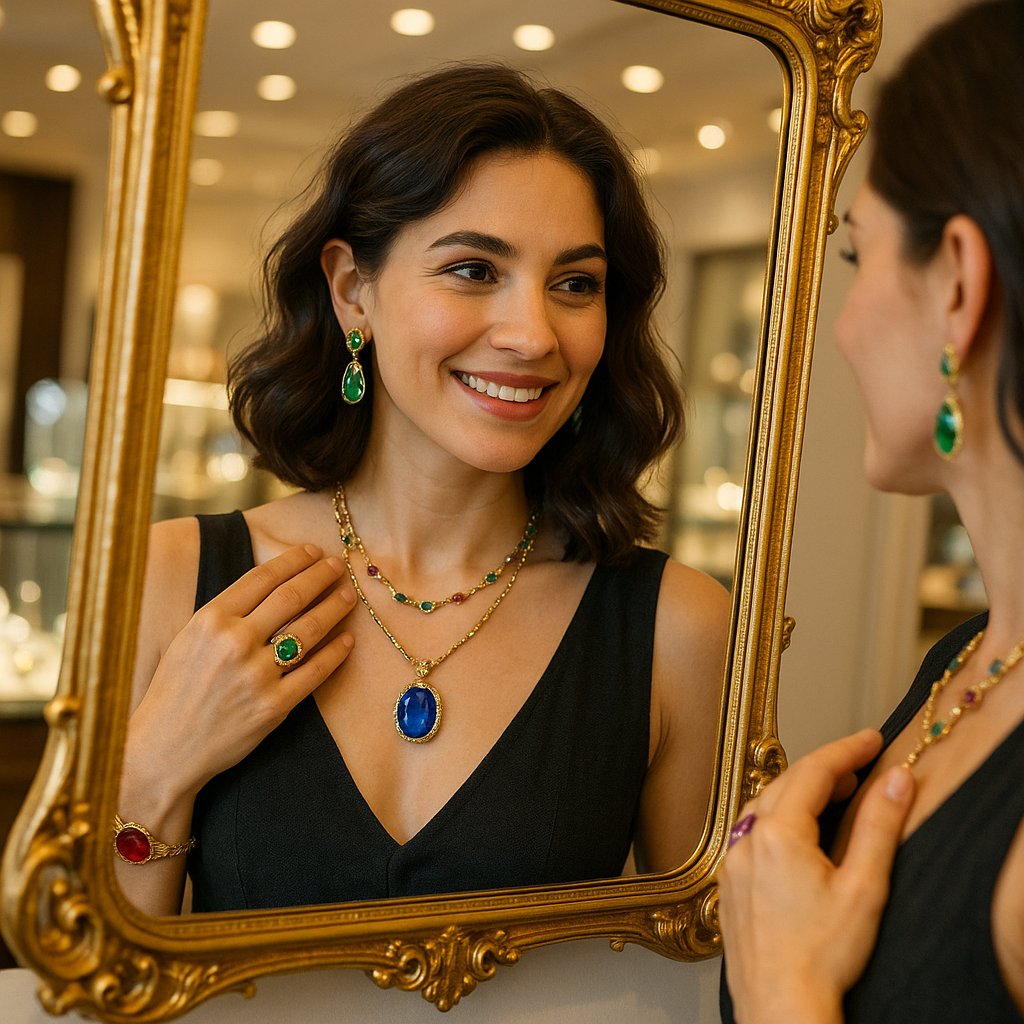 Modern repurposed heirloom jewelry featuring vintage stones in contemporary settings