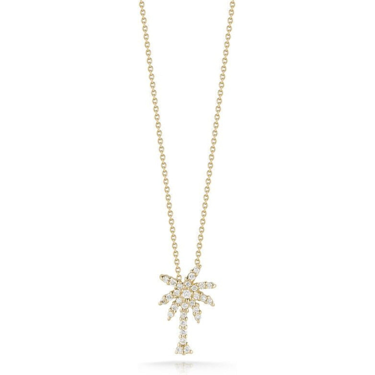 Roberto Coin Tiny Treasures Diamond Palm Tree Pendant Necklace in 18k Yellow Gold