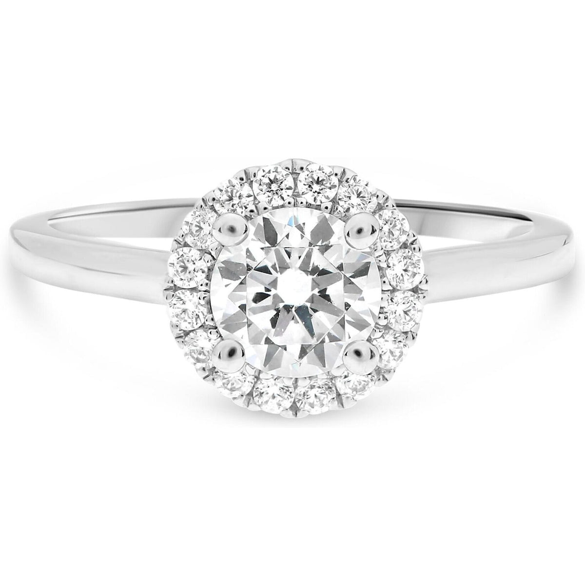 Roman & Jules 14K White Gold Classic Halo Engagement Ring with Round Diamond Accents