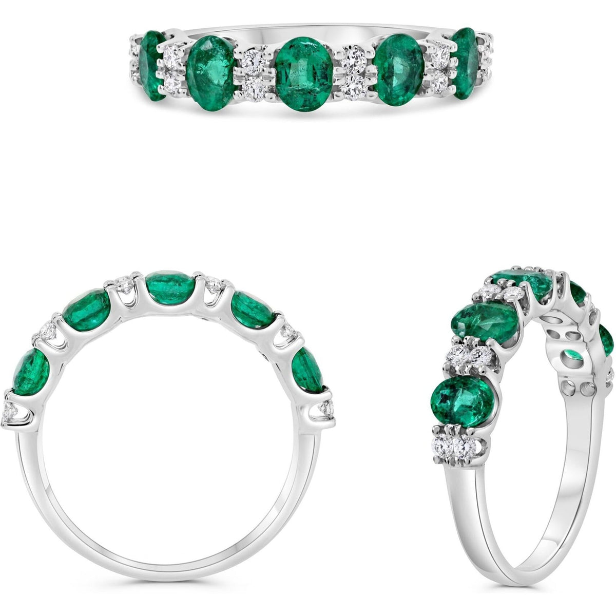 Exquisite 14k White Gold Oval Emerald Ring