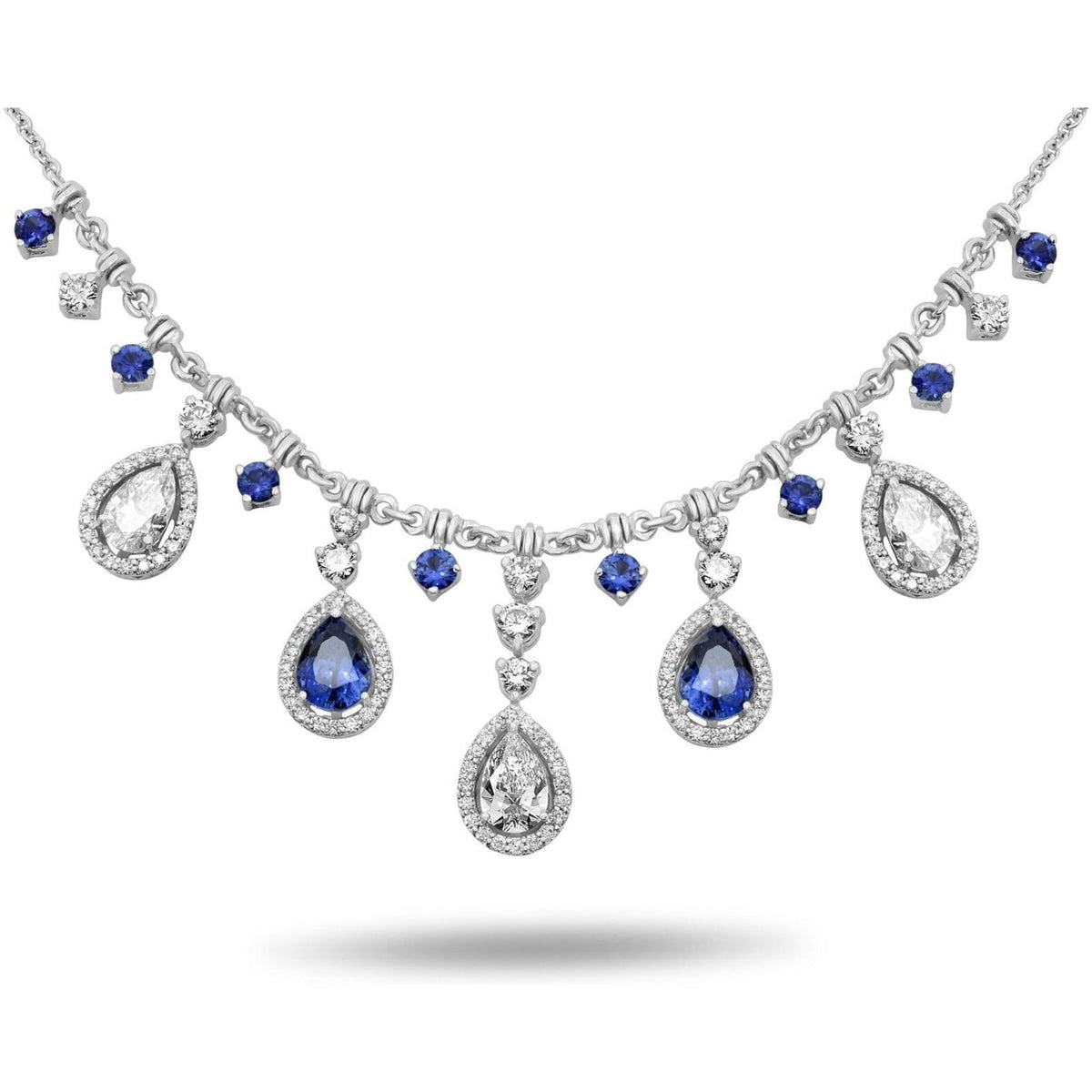 14k White Gold Sapphire Diamond Chandelier Necklace from Robinson's Jewelers