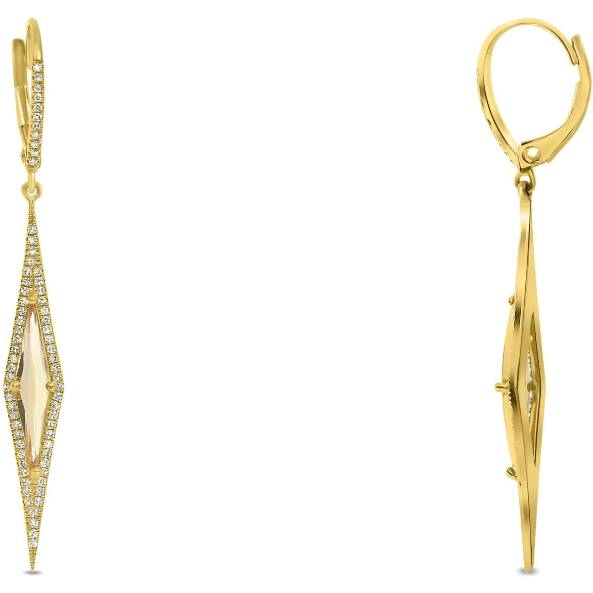 Roman & Jules 18K Yellow Gold Citrine and Diamond Dangle Earrings