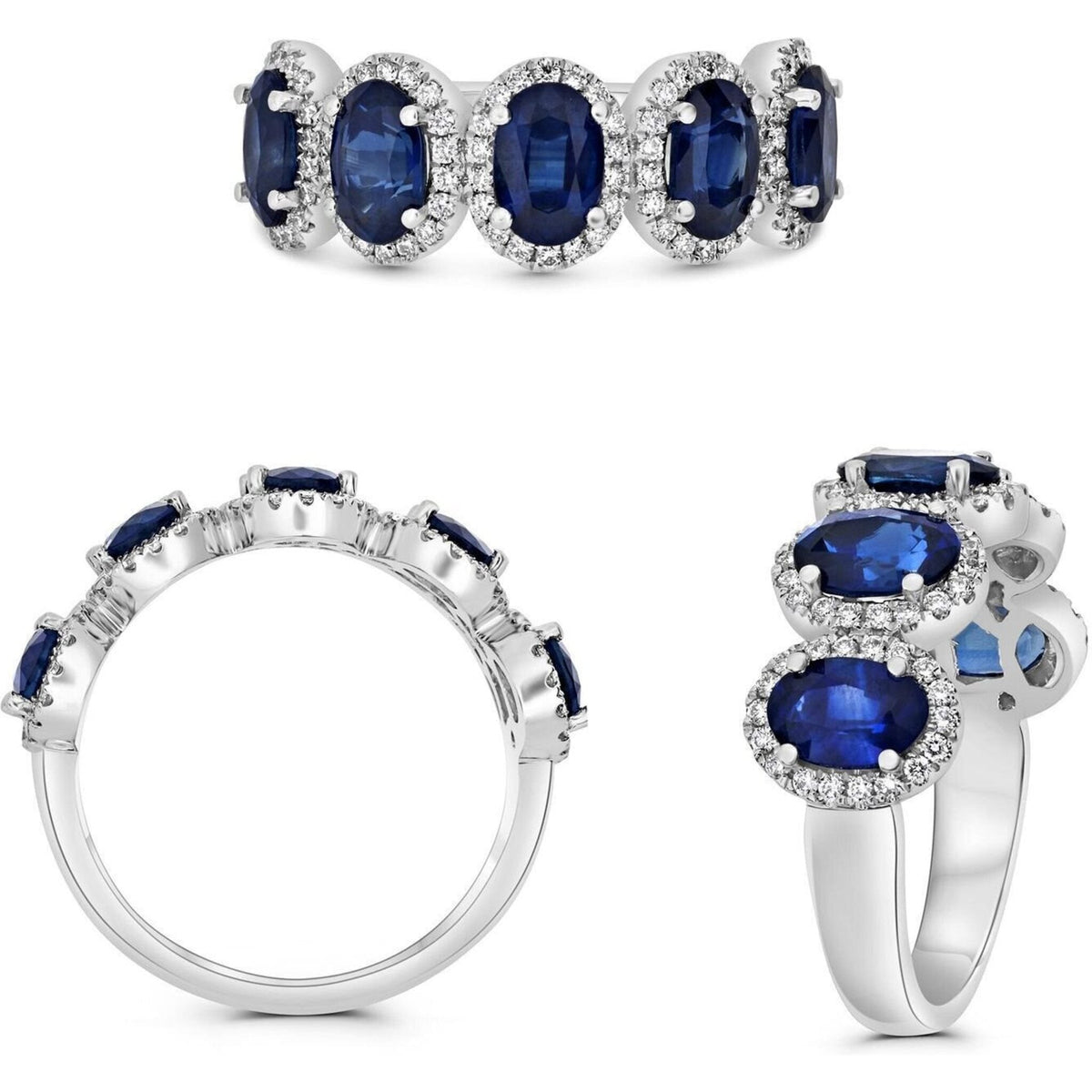 Roman & Jules Oval Cut Ruby Halfway Eternity Band in Platinum showcasing vibrant rubies set in a luxurious platinum band