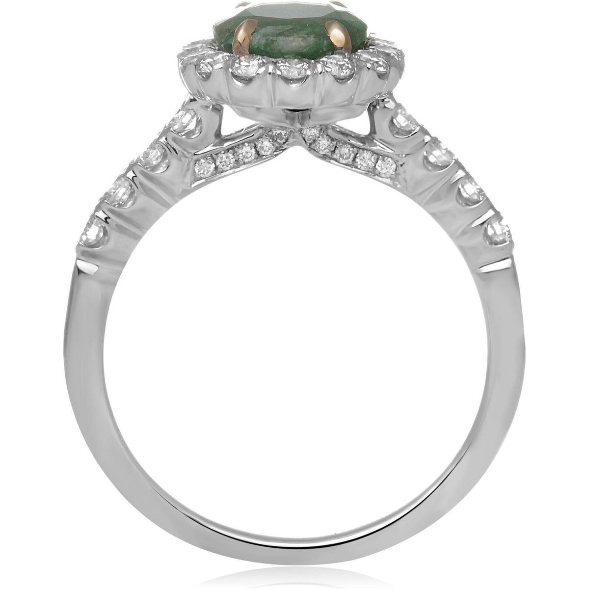Roman & Jules Tri-Colored Oval Emerald Ring with Diamonds