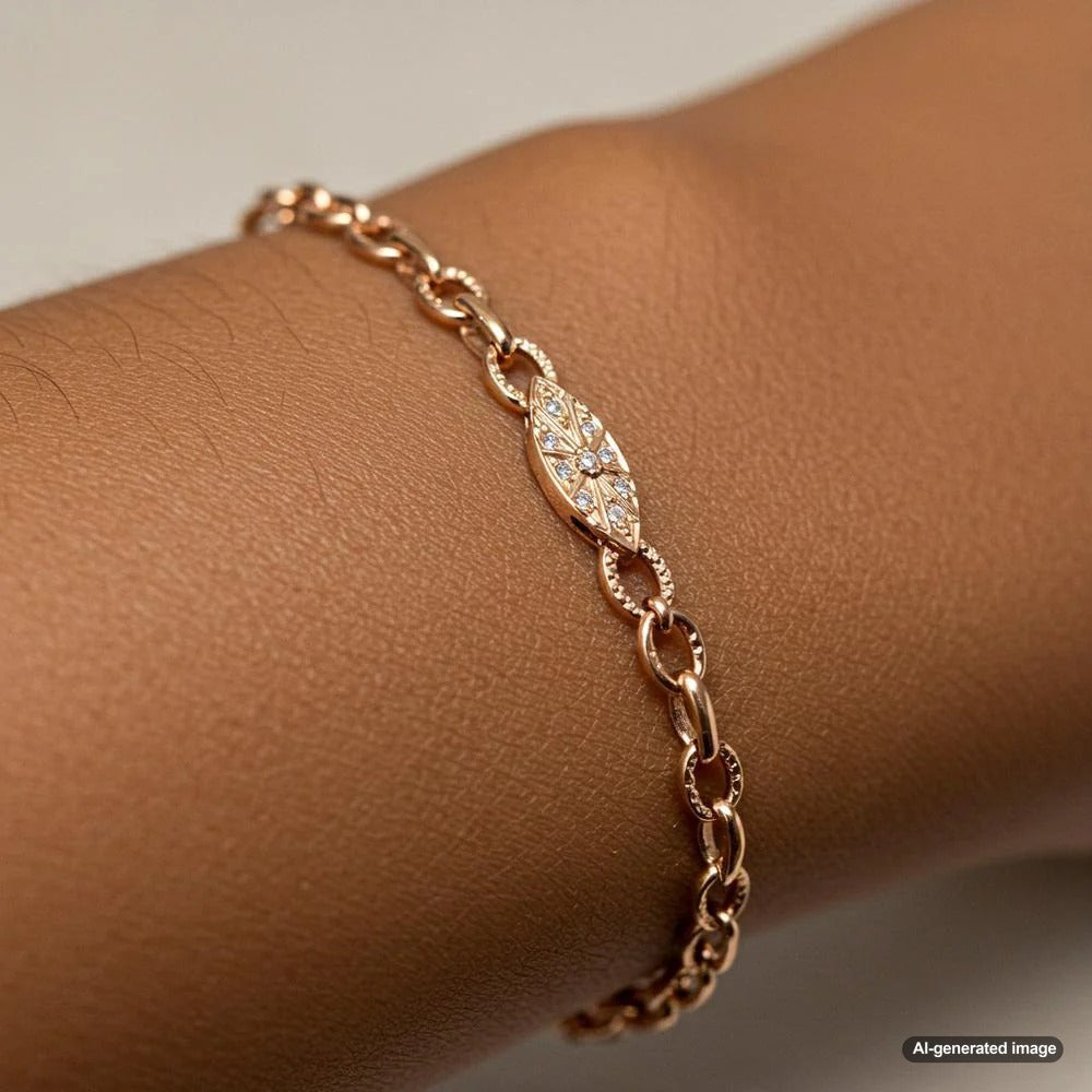 Elegant rose gold jewelry including rings, necklaces, and bracelets showcasing the metal's warm pink hue