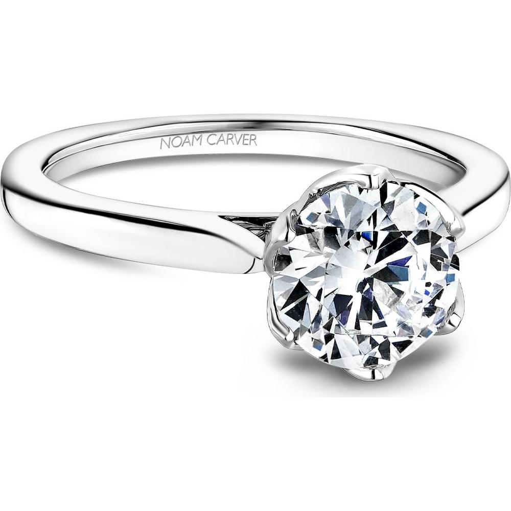 Round Cut Diamond Solitaire Engagement Ring with Six Prong Setting in White Gold by Noam Carver