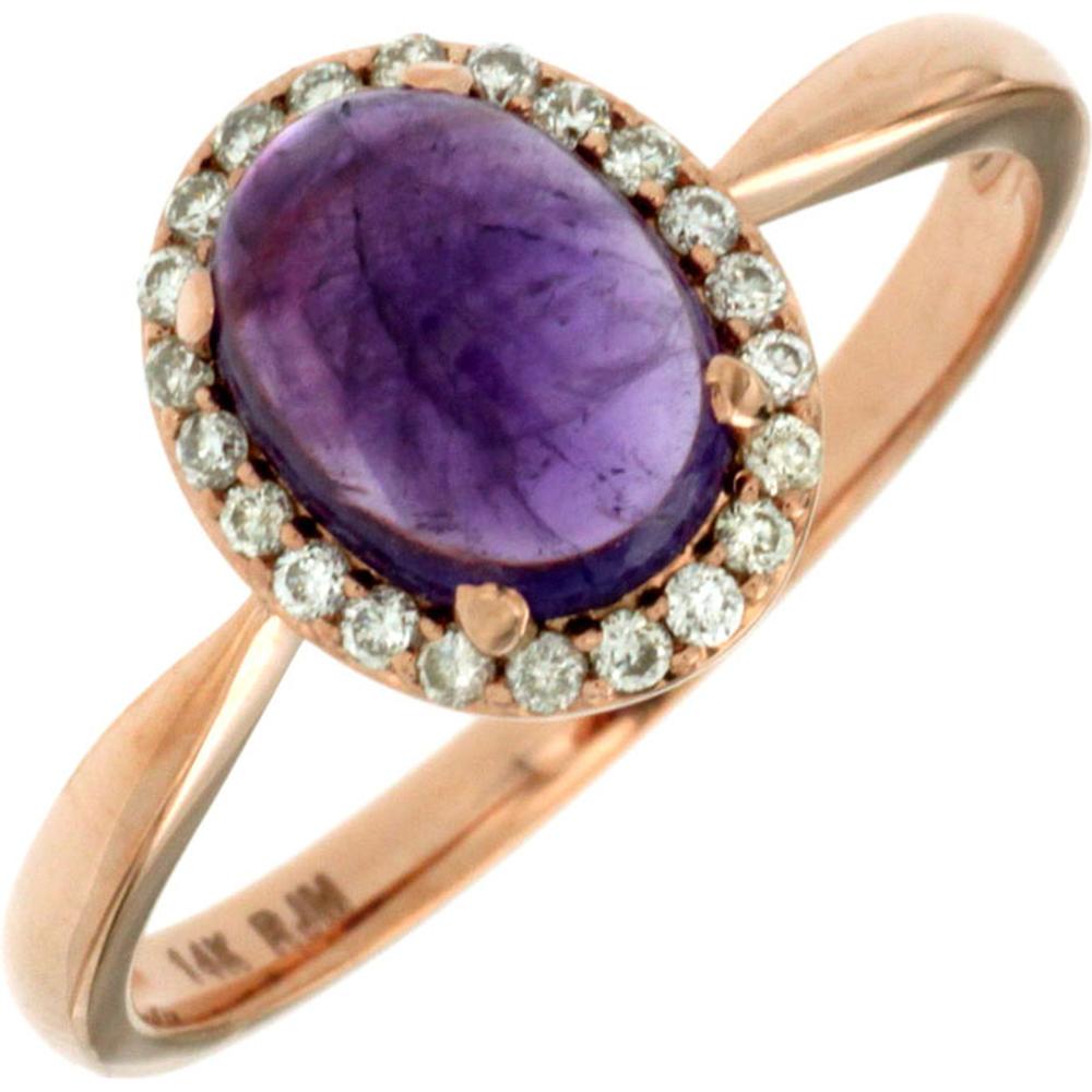 Royal 14K Rose Gold Amethyst & Diamond Ring