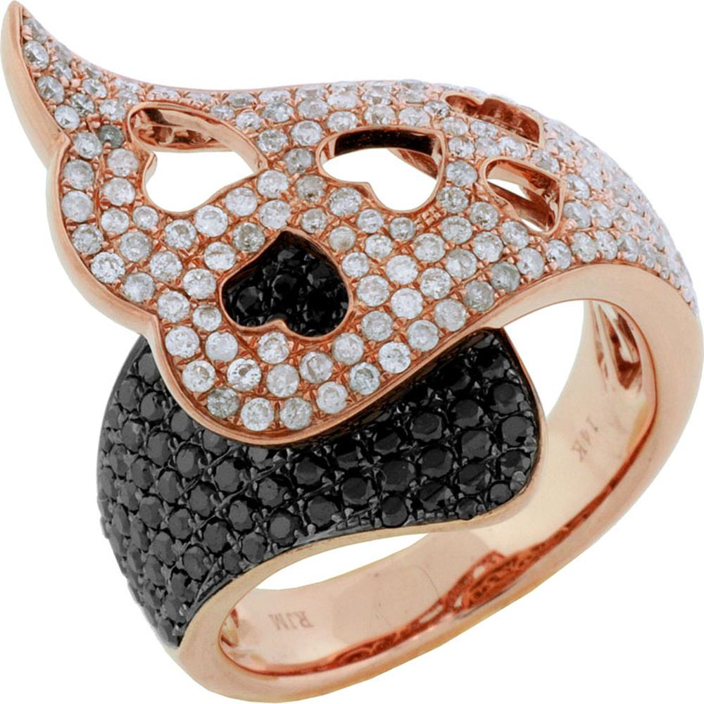 Royal 14K Rose Gold Black & White Diamond Ring - 1.95 Carat Total Diamond Weight