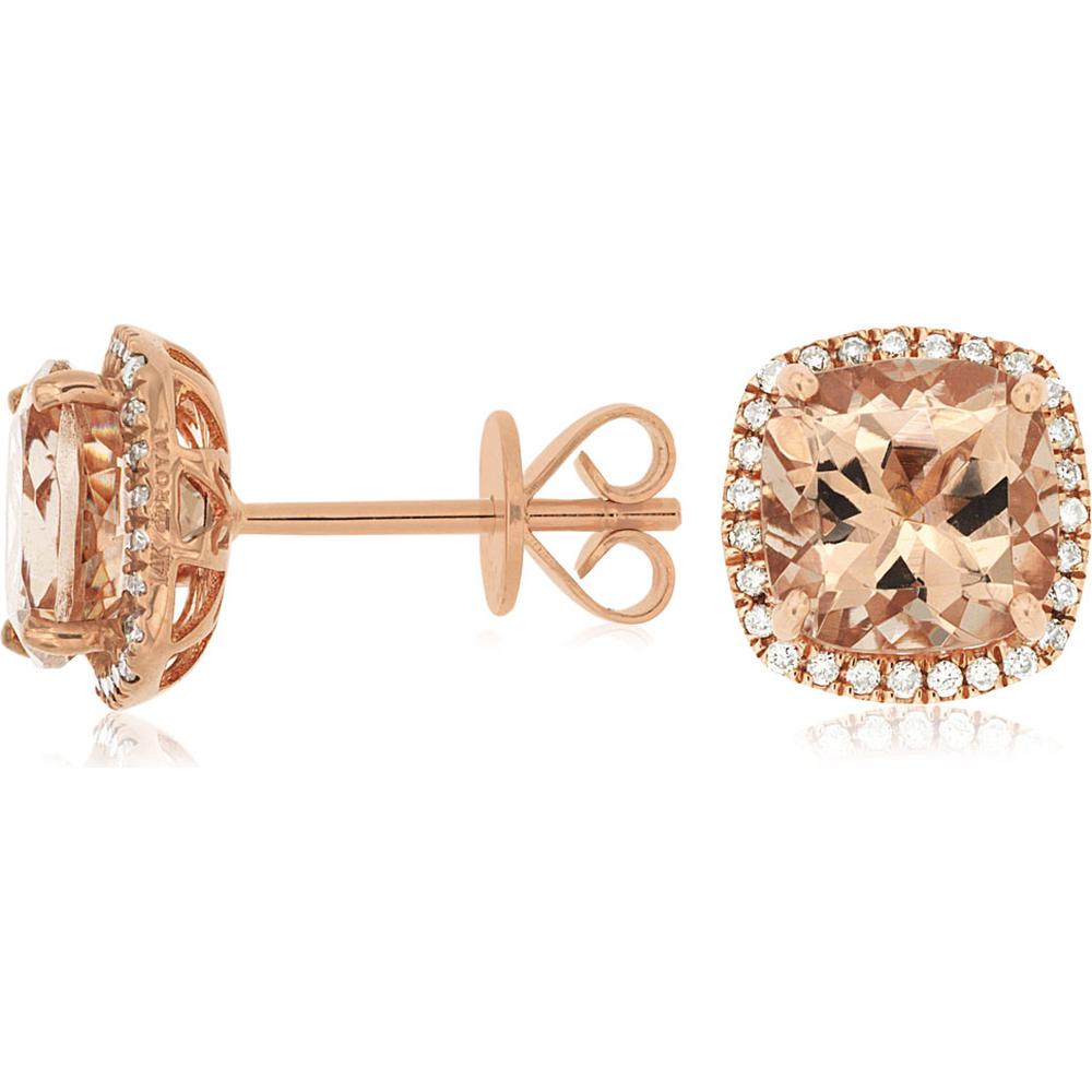 Royal 14K Rose Gold Morganite & Diamond Earrings - 4.00 Carat Total Gem Weight