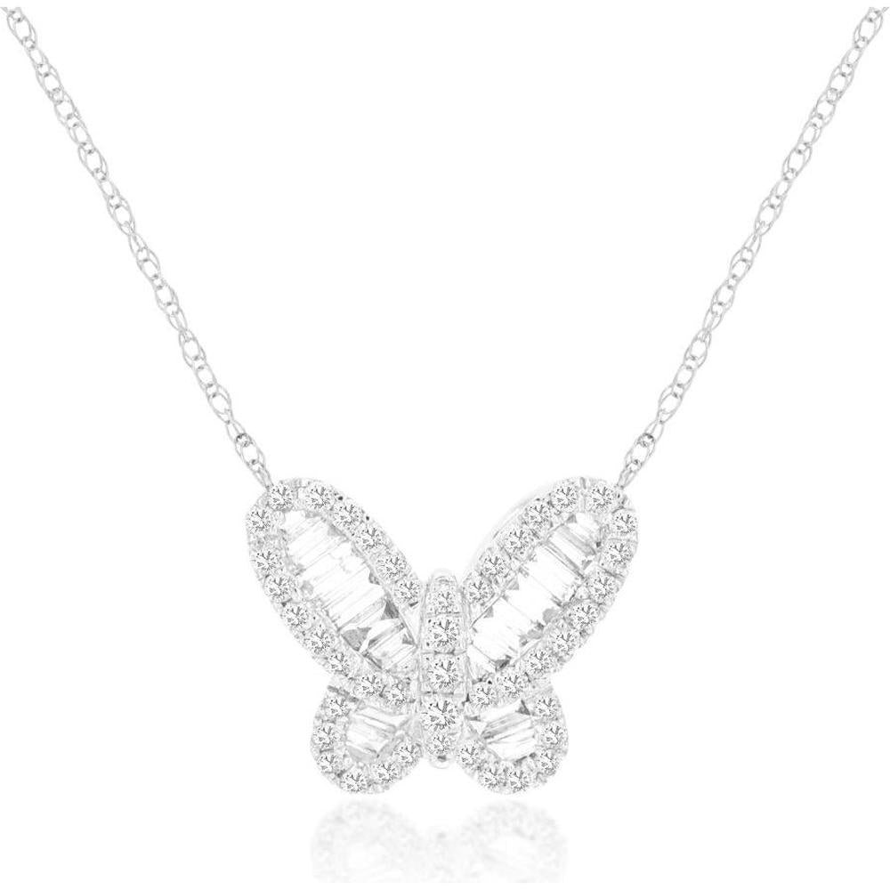 Royal 14k White Gold Butterfly Pendant with Diamonds