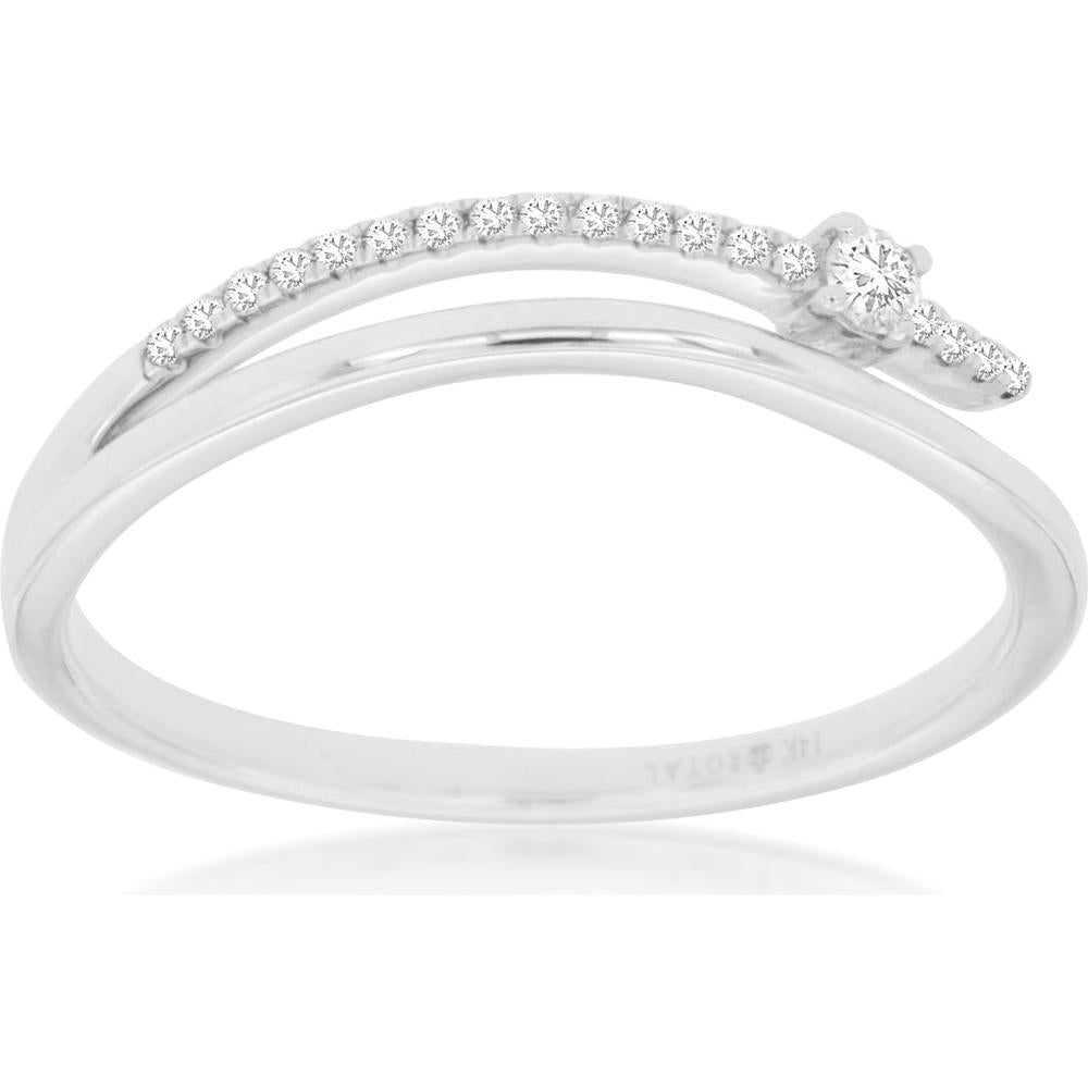 Royal 14K White Gold Diamond Band Ring with 0.08 Carat Total Diamond Weight