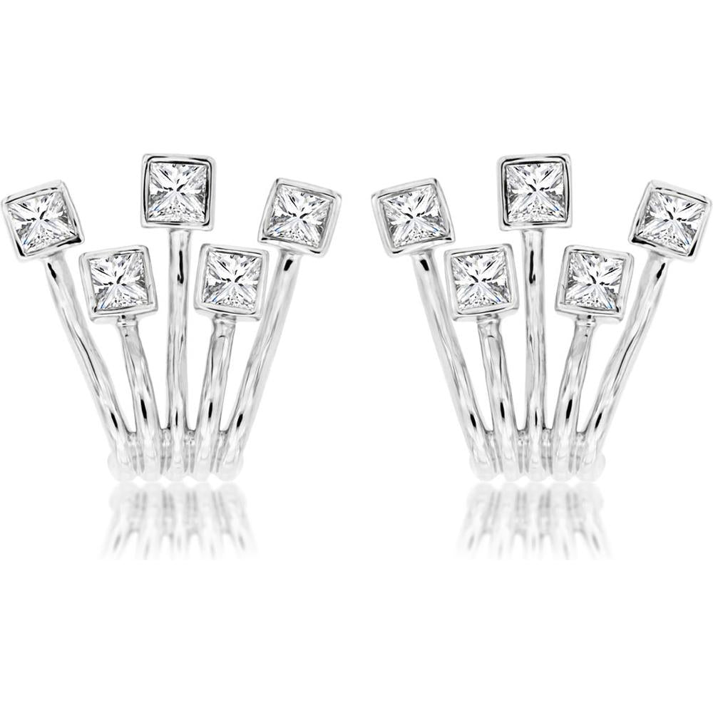 Royal 14K White Gold Diamond Earrings - 0.75 Carat Total Weight - Elegant Studs for Everyday Glam