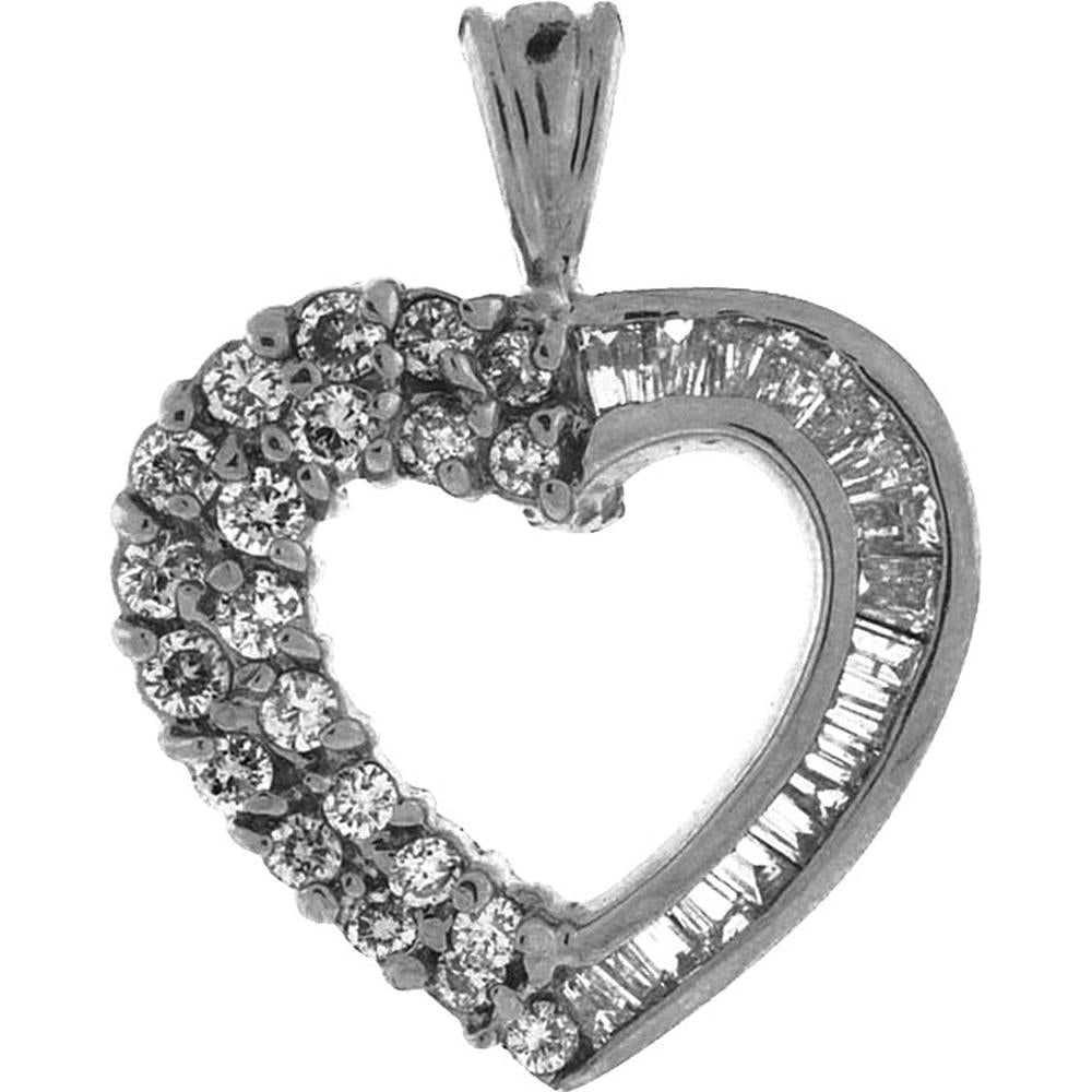 Royal 14K White Gold Diamond Heart Pendant - A Symbol of Eternal Love