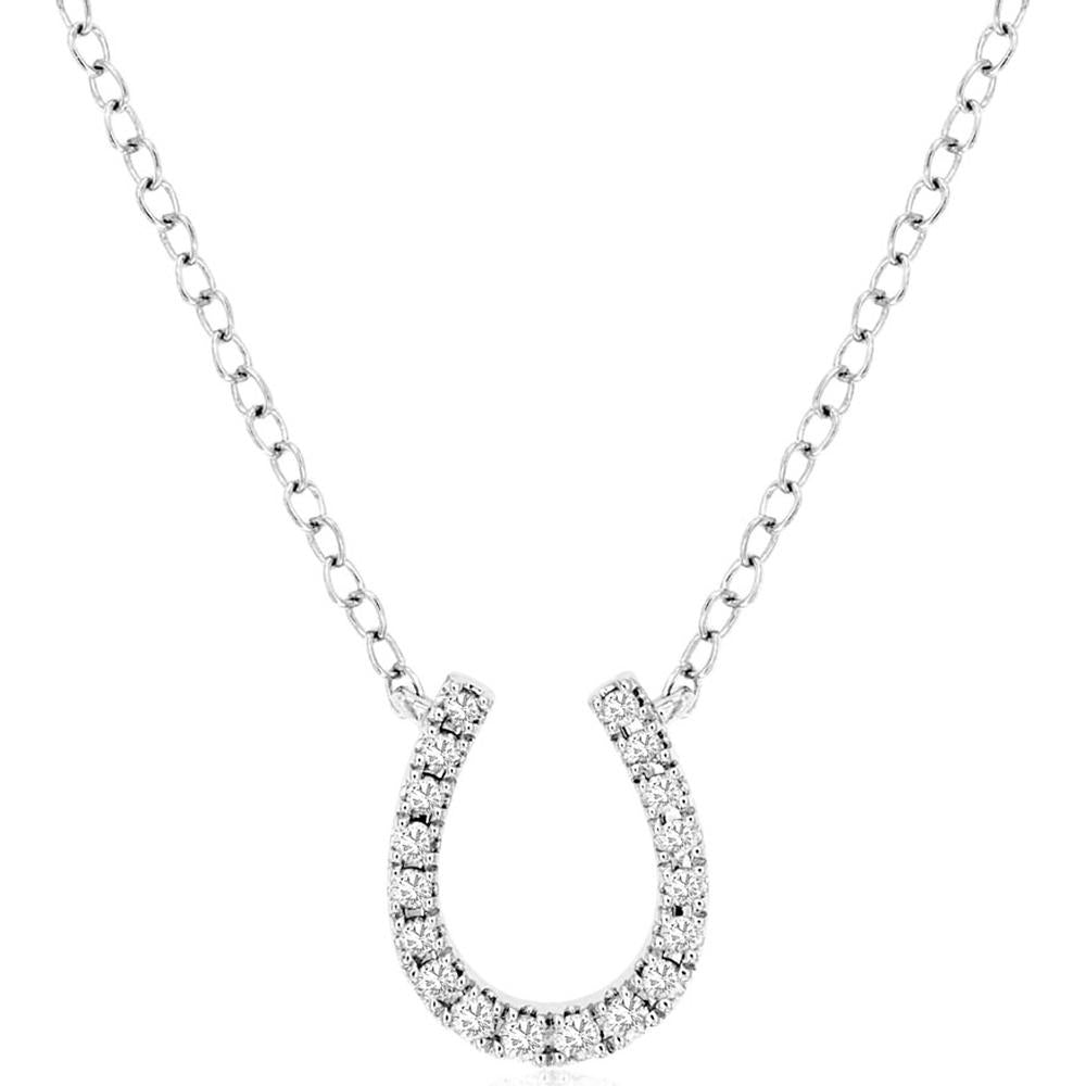 14k White Gold Diamond Horseshoe Necklace