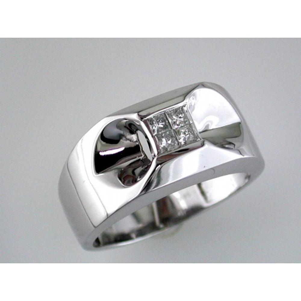 Royal 14K White Gold Men's Diamond Ring with 0.25 Carat Princess-Cut Diamond