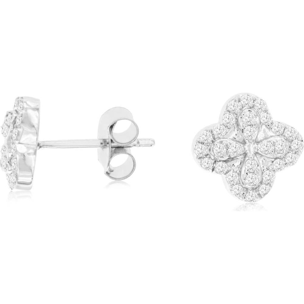 Royal 14K White Gold Radiant Elegance Diamond Earrings - 0.42 Carat Total Diamond Weight