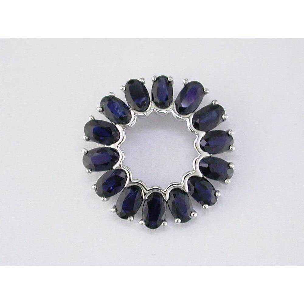 Royal 14K White Gold Sapphire Circle Pendant - 4.75 Carat Total Gem Weight