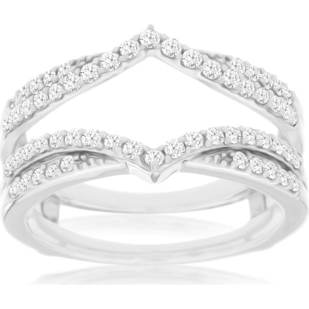 14k white gold V-shaped diamond insert ring