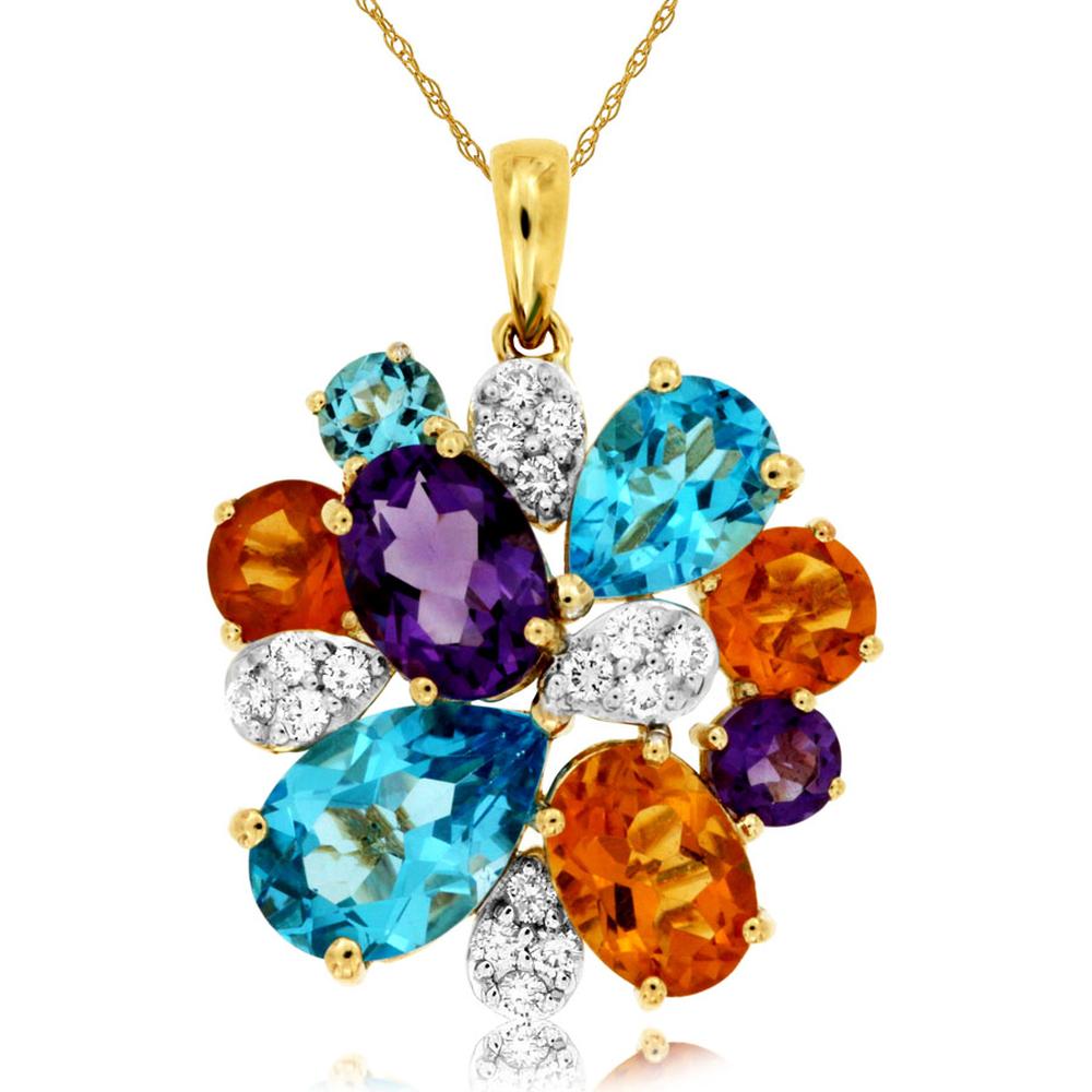 Royal 14K Yellow Gold Diamond & Semi-Precious Pendant