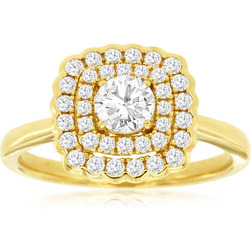 Royal 14K Yellow Gold Diamond Engagement Ring with 0.75 Carat Total Diamond Weight