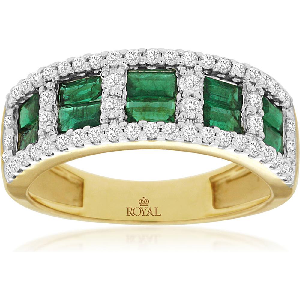 Exquisite 14k Yellow Gold Emerald and Diamond Ring
