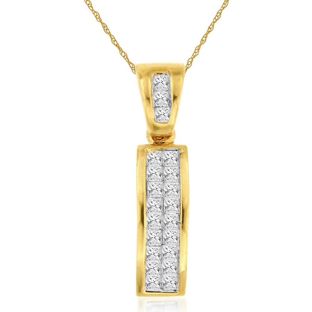 Royal 14K Yellow Gold Princess Cut Diamond Pendant - 0.50 Carat Total Diamond Weight
