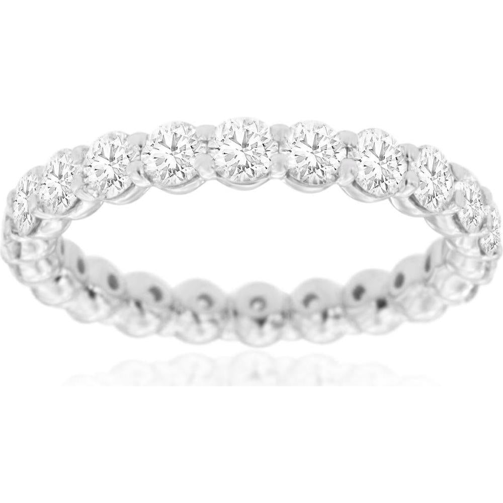 Royal 18k white gold eternity band with U-prong set lab-grown diamonds, 2.40 carat total diamond weight.