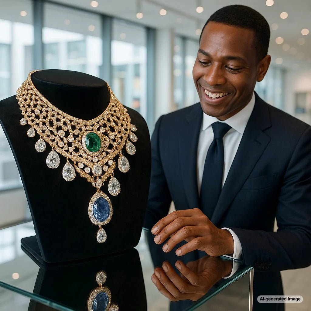 Modern high jewelry piece featuring titanium and diamonds, showcasing the integration of smart materials in luxury design