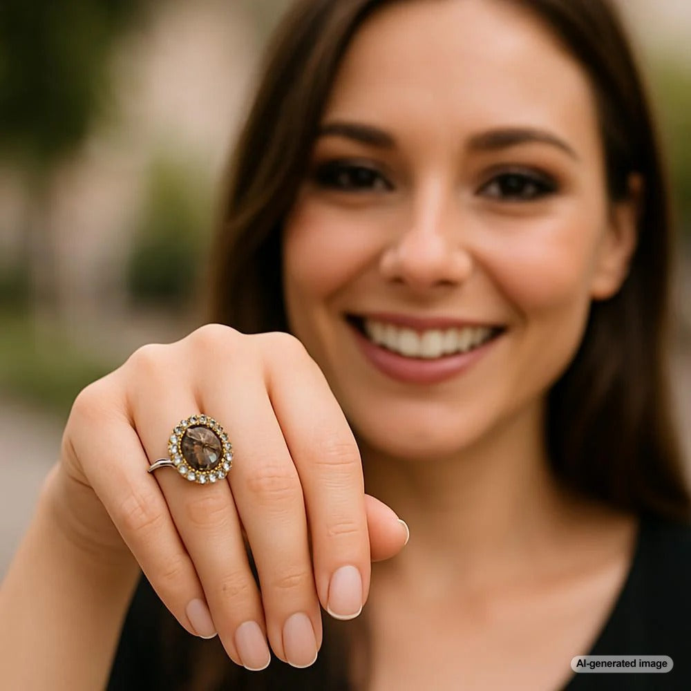 Smoky quartz jewelry collection featuring rings, pendants, and bracelets at Robinson's Jewelers