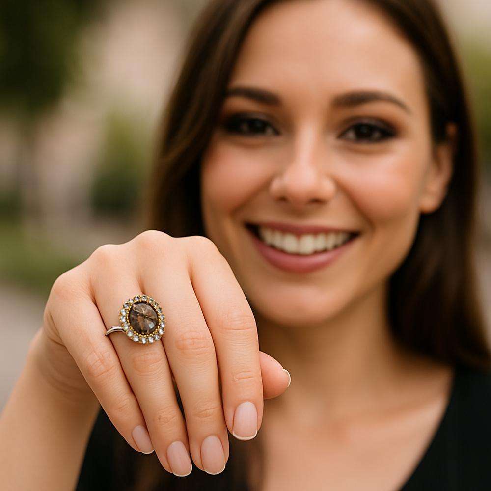 Smoky quartz jewelry collection featuring rings, pendants, and bracelets at Robinson's Jewelers