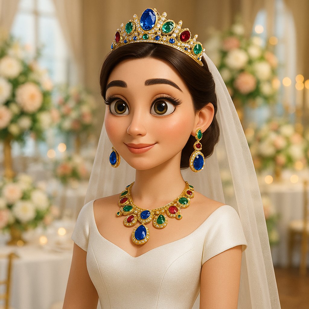 A stunning collection of sapphire, emerald, and ruby rings and bracelets arranged elegantly for a bride's something blue, green, and red.