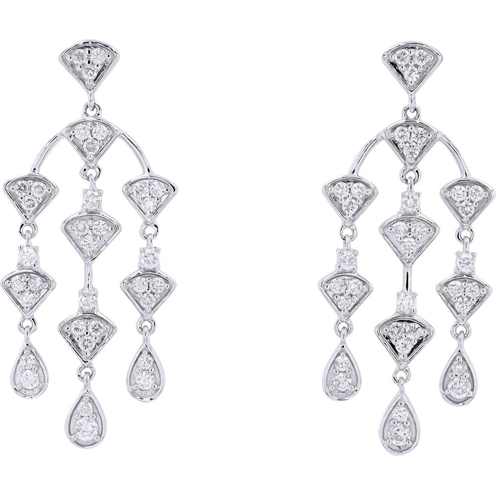 Sparkling 14K White Gold 1 Carat Diamond Chandelier Earrings