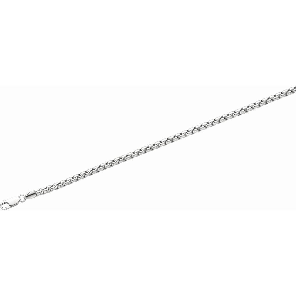 Sterling Silver 24" Round Box Chain Necklace with Lobster Clasp