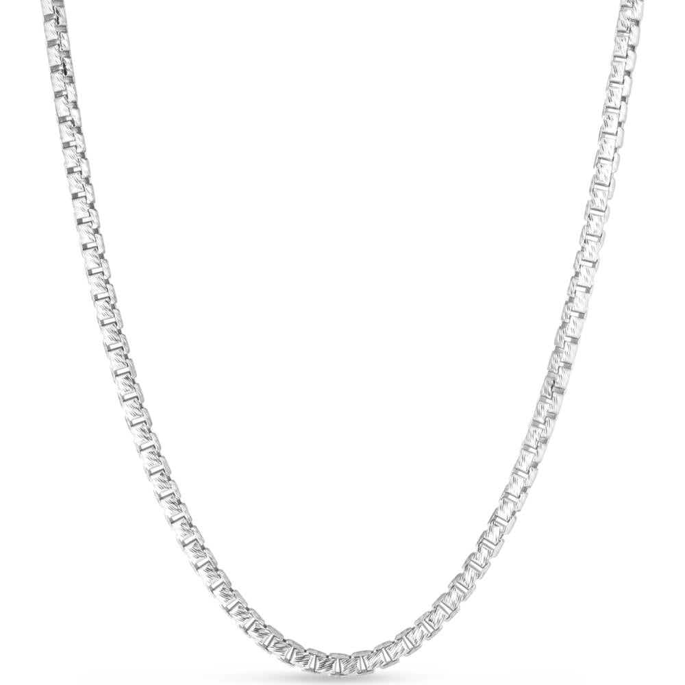 Sterling Silver 3.9mm Rockstar Cut Round Box Chain by Orozza Fine Jewelry